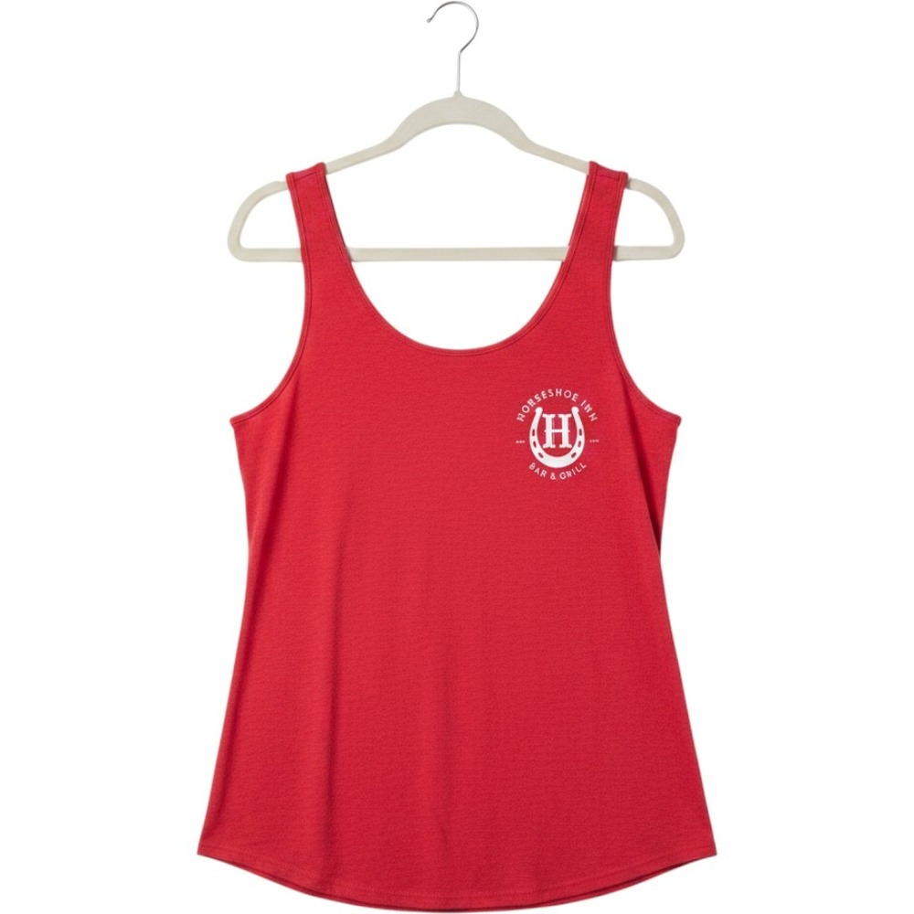 District Horseshoe Inn Bar & Grill Tank Top Shoe Crew Graphic Red Large L Shirt